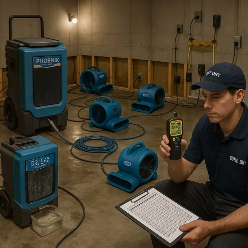 Structural Drying and Dehumidification process in Hickory Creek, TX